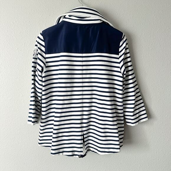 L-RL Lauren Active Nautical Stripe 3/4 Sleeve‎ Cotton Jacket Women’s Size Large - Picture 12 of 16